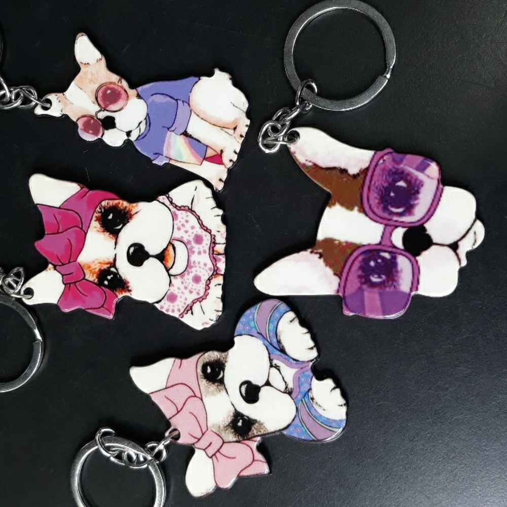 4 Adorable Dog Keychains NEW - Picture 2 of 10